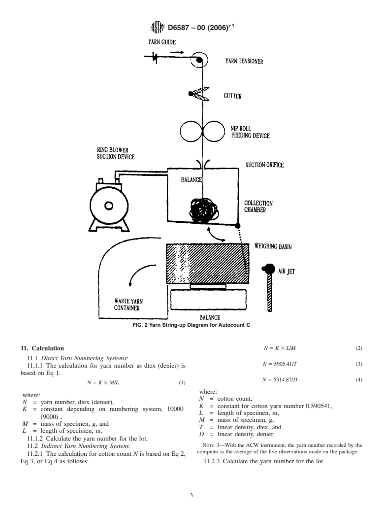 ASTM D6587-00(2006)e1 - Standard Test Method for Yarn Number Using Automatic Tester