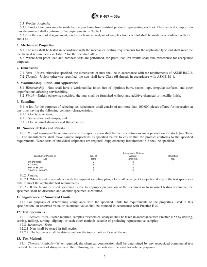 REDLINE ASTM F467-06a - Standard Specification for Nonferrous Nuts for General Use