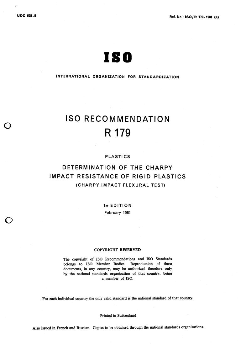 ISO/R 179:1961 - Title missing - Legacy paper document
Released:1/1/1961