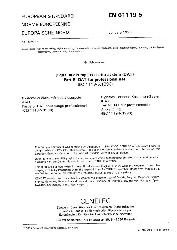 EN 61119-5:1999
