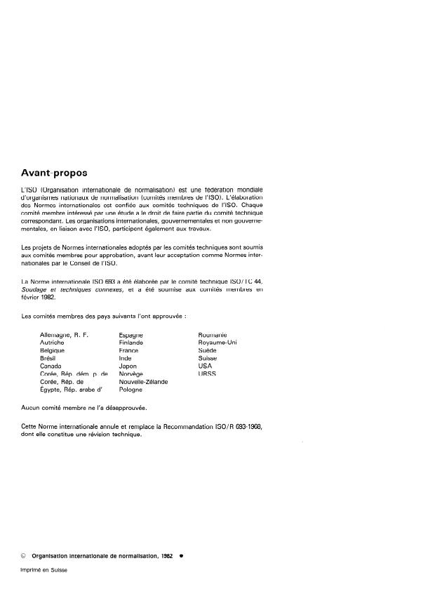 ISO 693:1982 ISO 693:1982 - Dimensions des ébauches des molettes de soudage
Released:12/1/1982 - Page 2 preview
