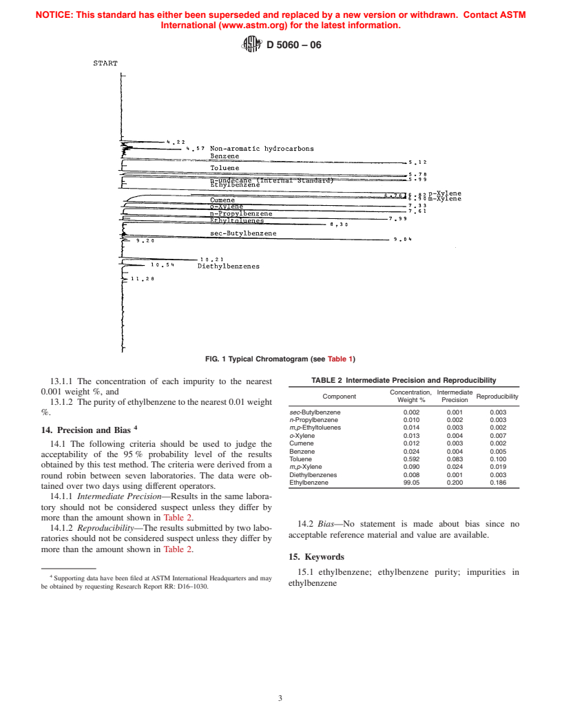 ASTM D5060-06 - Standard Test Method for Determining Impurities in High-Purity Ethylbenzene by Gas Chromatography