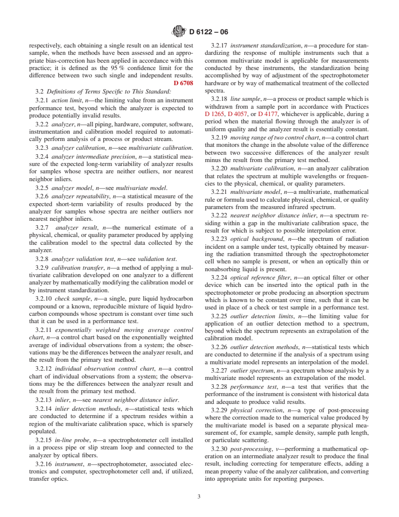 ASTM D6122-06 - Standard Practice for Validation of the Performance of Multivariate Process Infrared Spectrophotometers