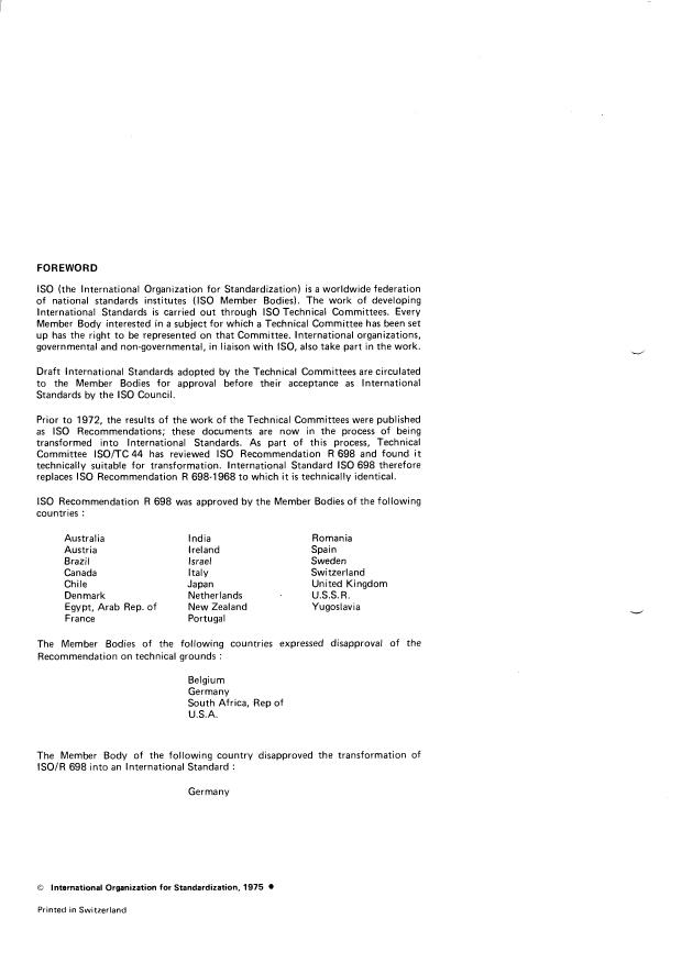 ISO 698:1975 ISO 698:1975 - Filler rods for braze welding -- Determination of conventional bond strength on steel, cast iron and other metals - Page 2 preview