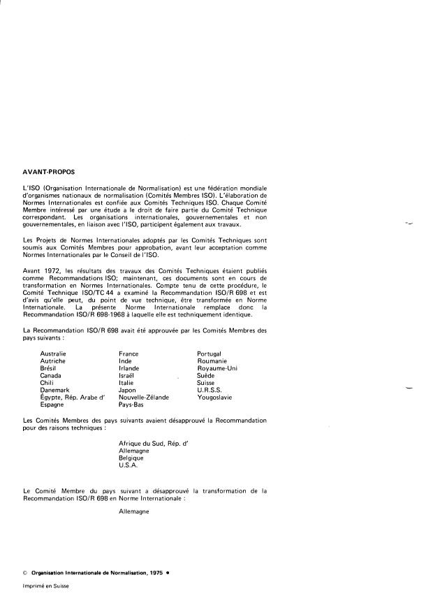 ISO 698:1975 ISO 698:1975 - Métaux d'apport de soudobrasage -- Détermination de la résistance d'accrochage conventionnelle sur acier, fonte et autres métaux - Page 2 preview