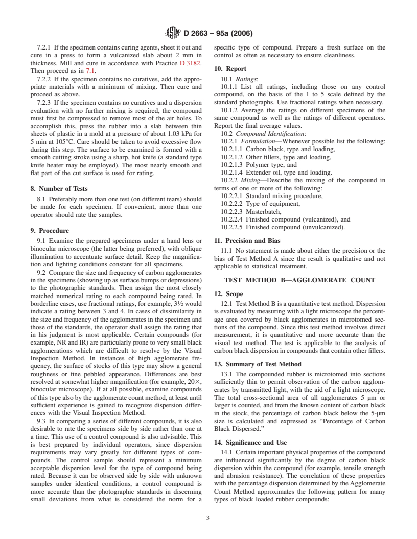 ASTM D2663-95a(2006) - Standard Test Methods for Carbon Black-Dispersion in Rubber