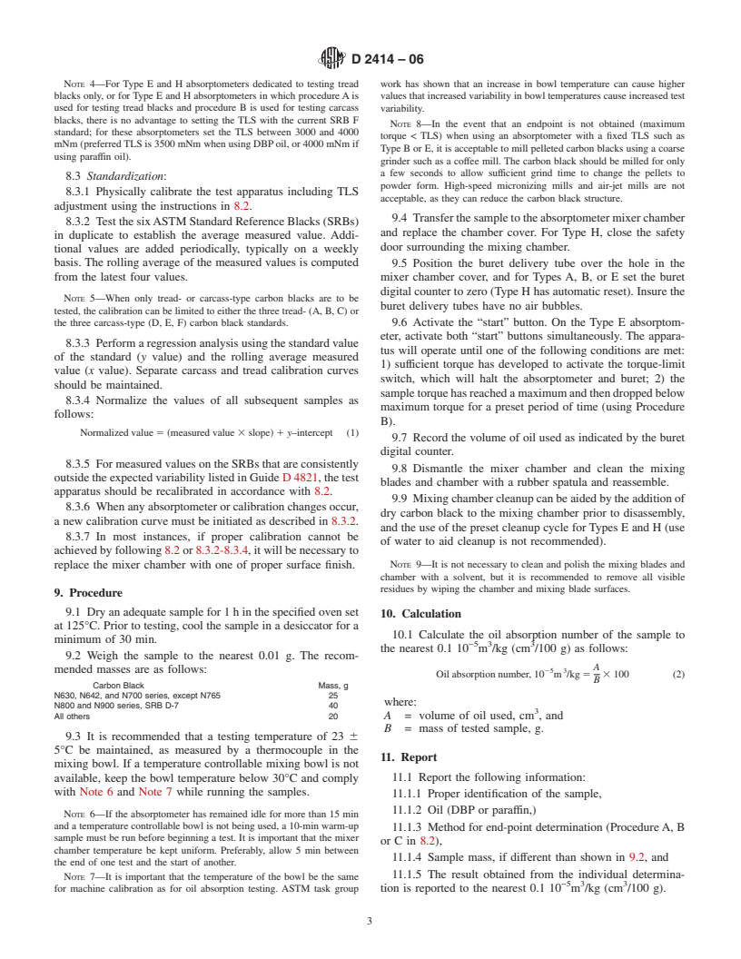 ASTM D2414-06 - Standard Test Method for Carbon Black-Oil Absorption Number (OAN)