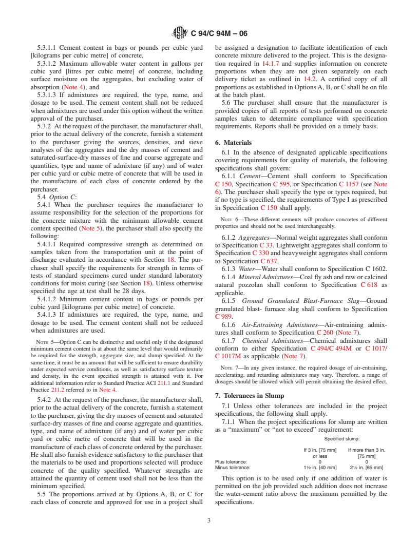 ASTM C94/C94M-06 - Standard Specification for Ready-Mixed Concrete