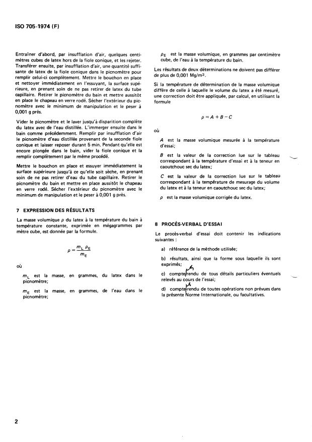 ISO 705:1974 ISO 705:1974 - Latex de caoutchouc naturel -- Détermination de la masse volumique - Page 4 preview