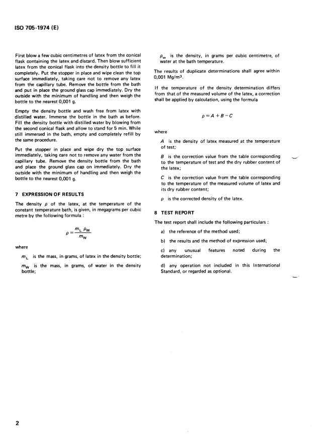 ISO 705:1974 - Natural rubber latex -- Determination of density