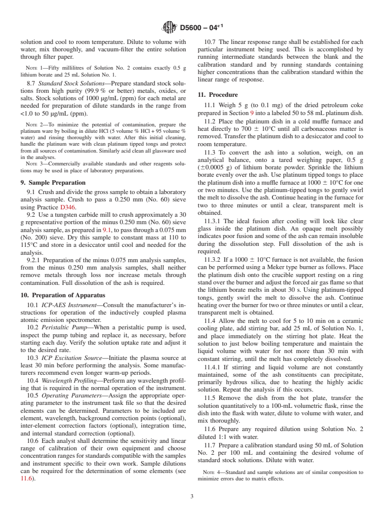 ASTM D5600-04e1 - Standard Test Method for Trace Metals in Petroleum Coke by Inductively Coupled Plasma Atomic Emission Spectrometry (ICP-AES)