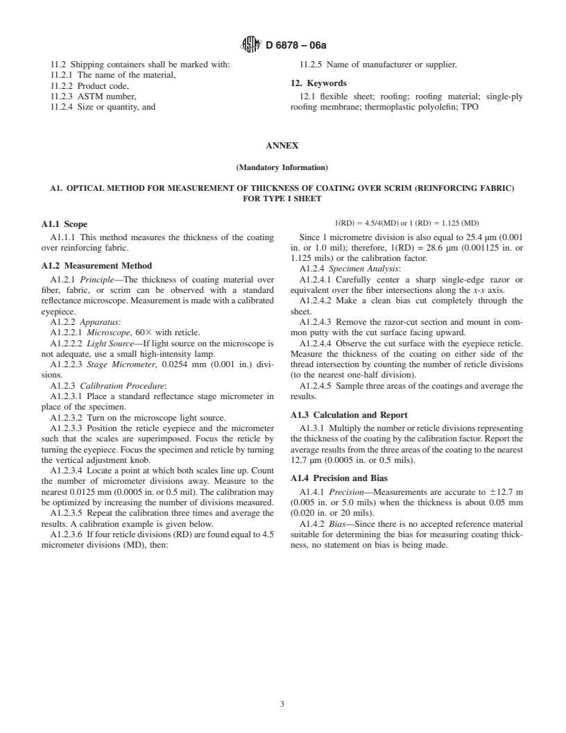 ASTM D6878-06a - Standard Specification for Thermoplastic Polyolefin Based Sheet Roofing