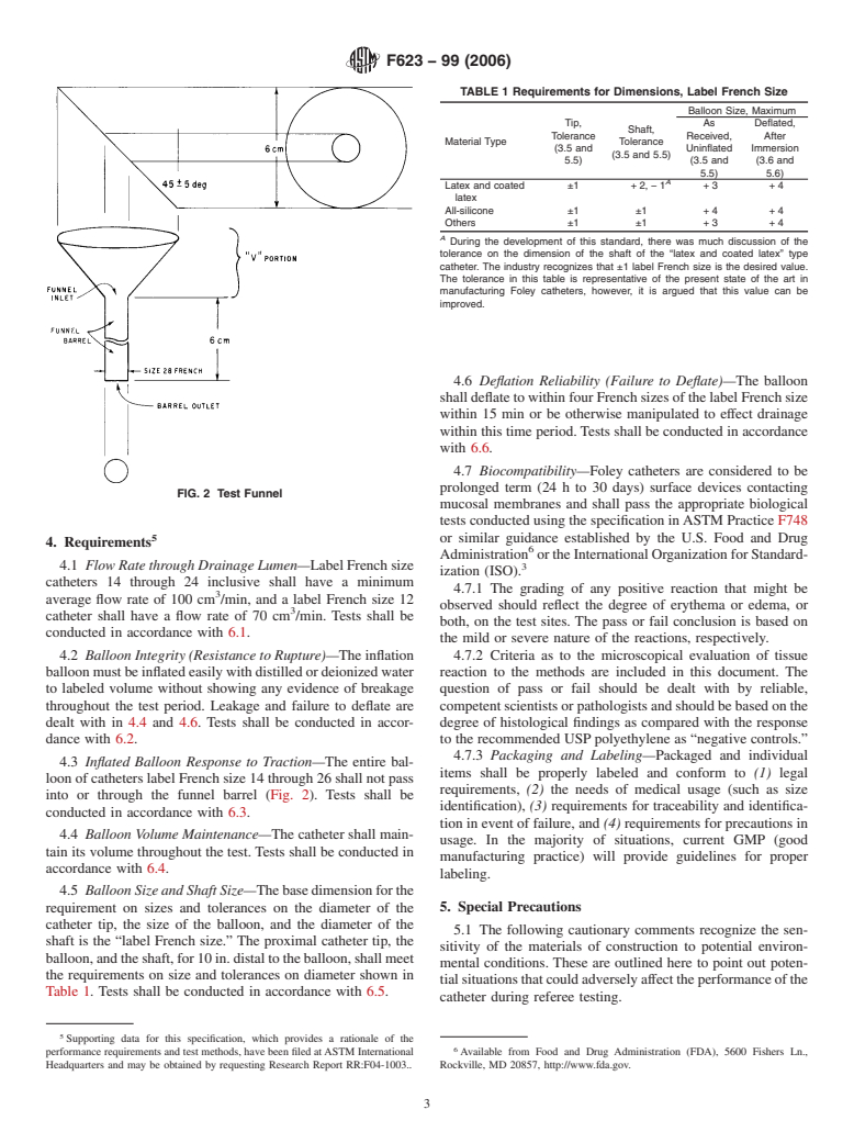 ASTM F623-99(2006) - Standard Performance Specification for Foley Catheter