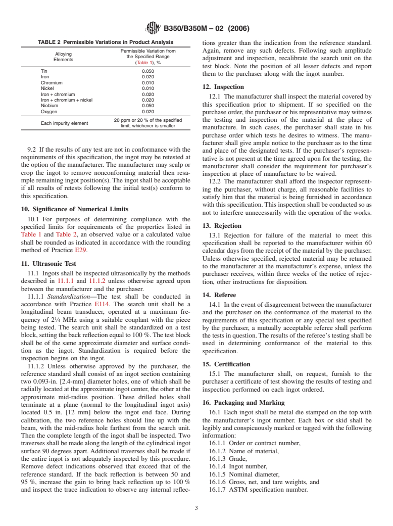 ASTM B350/B350M-02(2006) - Standard Specification for Zirconium and Zirconium Alloy Ingots for Nuclear Application