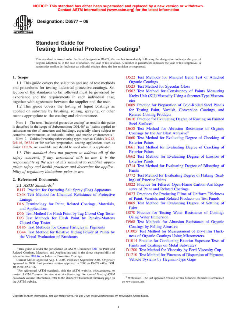 ASTM D6577-06 - Standard Guide for Testing Industrial Protective Coatings