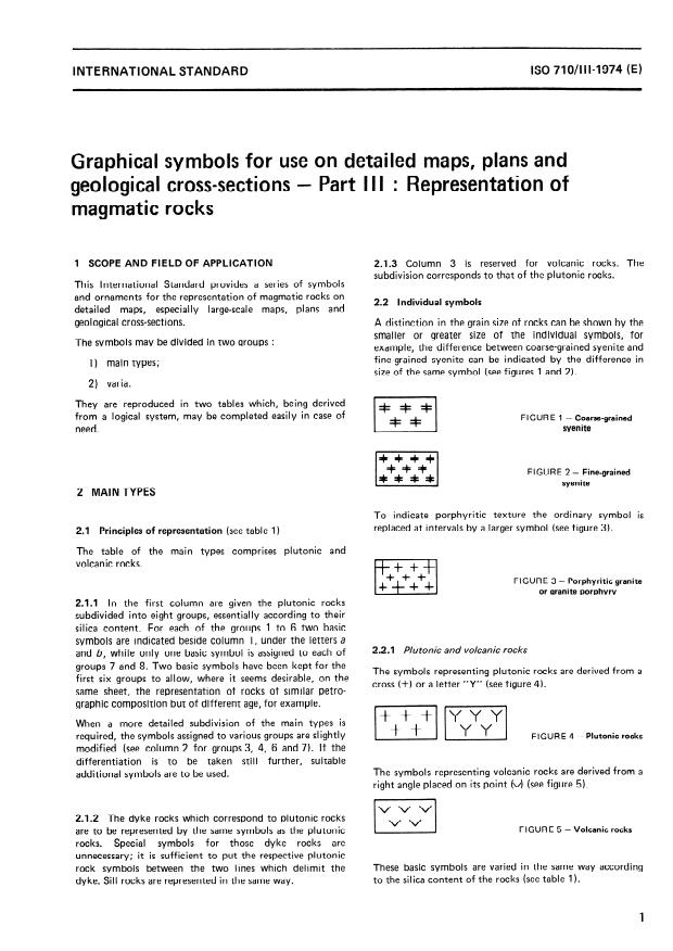 ISO 710-3:1974 - Graphical symbols for use on detailed maps, plans and geological cross-sections