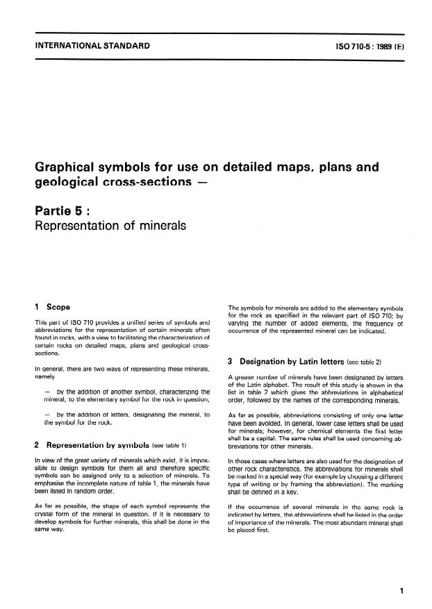 ISO 710-5:1989 - Graphical symbols for use on detailed maps, plans and geological cross-sections