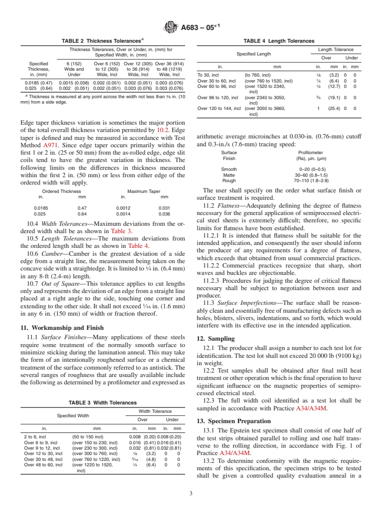 ASTM A683-05e1 - Standard Specification for Nonoriented Electrical Steel, Semiprocessed Types