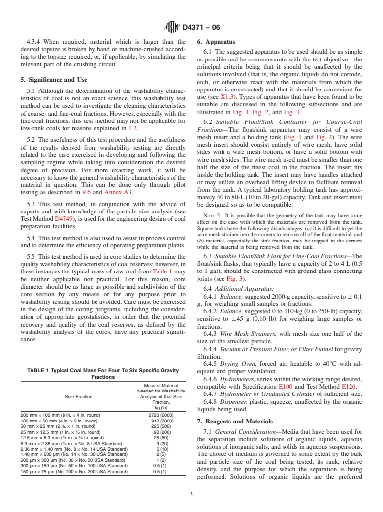 ASTM D4371-06 - Standard Test Method for Determining the Washability Characteristics of Coal