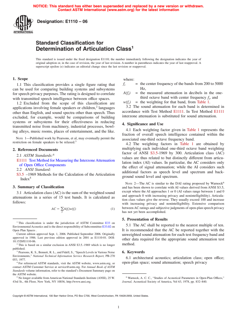 ASTM E1110-06 - Standard Classification for Determination of Articulation Class