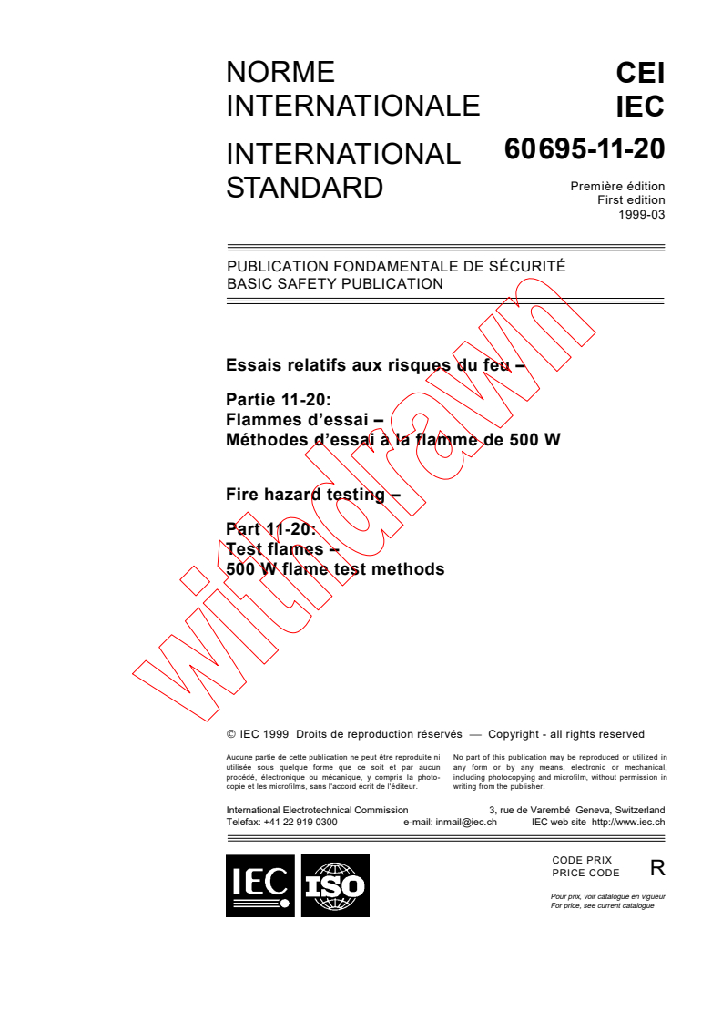 IEC 60695-11-20:1999 - Fire hazard testing - Part 11-20: Test flames - 500 W flame test methods
Released:3/31/1999
Isbn:2831846250