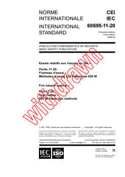 IEC 60695-11-20:1999 IEC 60695-11-20:1999 - Fire hazard testing - Part 11-20: Test flames - 500 W flame test methods
Released:3/31/1999
Isbn:2831846250 - Page 3 preview