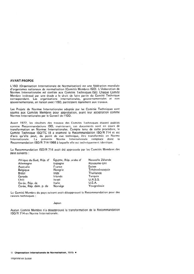 ISO 714:1975 ISO 714:1975 - Zinc -- Dosage du fer -- Méthode photométrique - Page 2 preview