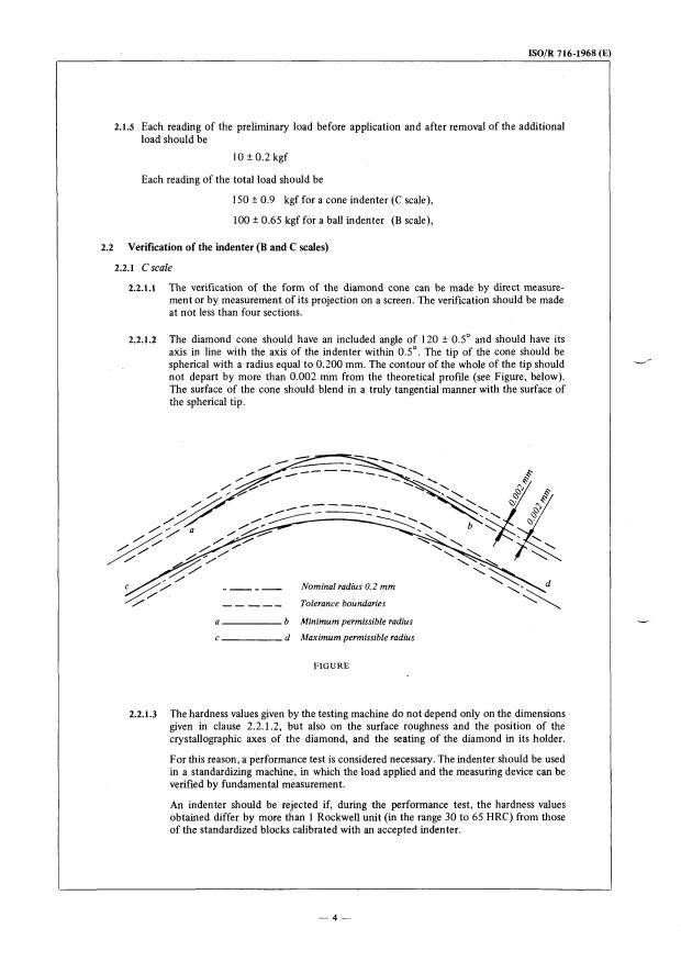 ISO/R 716:1968 ISO/R 716:1968 - Verification of Rockwell B and C scale hardness testing machines - Page 4 preview