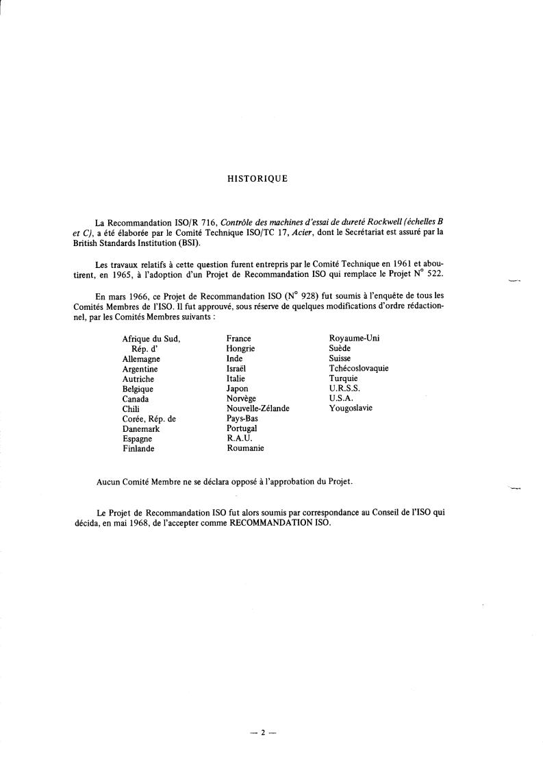 ISO/R 716:1968 ISO/R 716:1968 - Verification of Rockwell B and C scale hardness testing machines
Released:5/1/1968 - Page 2 preview
