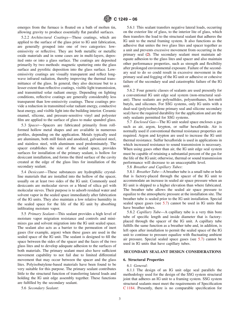 ASTM C1249-06 - Standard Guide for Secondary Seal for Sealed Insulating Glass Units for Structural Sealant Glazing Applications