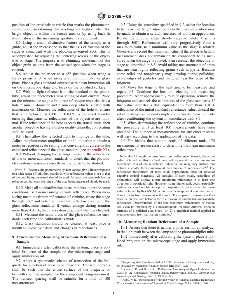 ASTM D2798-06 - Standard Test Method for Microscopical Determination of the Vitrinite Reflectance of Coal