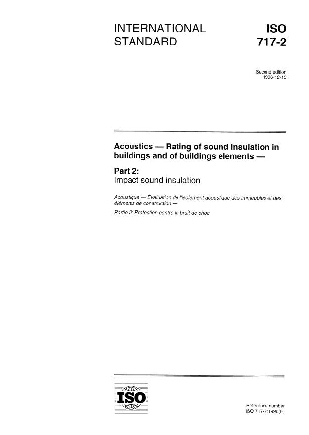 ISO 717-2:1996 - Acoustics -- Rating of sound insulation in buildings and of building elements