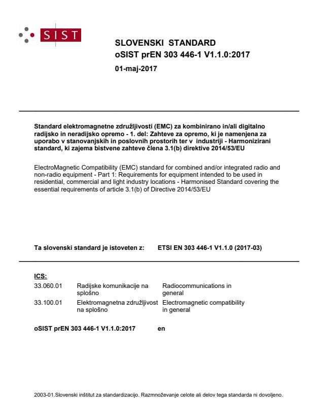 prEN 303 446-1 V1.1.0:2017
