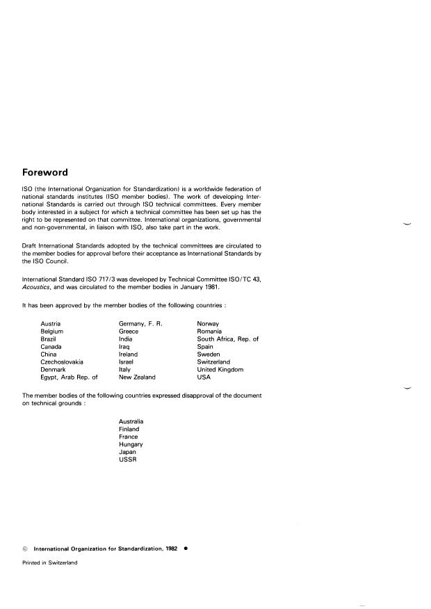 ISO 717-3:1982 ISO 717-3:1982 - Acoustics -- Rating of sound insulation in buildings and of building elements - Page 2 preview