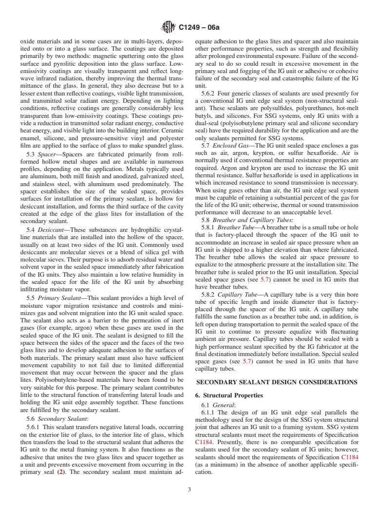 ASTM C1249-06a - Standard Guide for Secondary Seal for Sealed Insulating Glass Units for Structural Sealant Glazing Applications