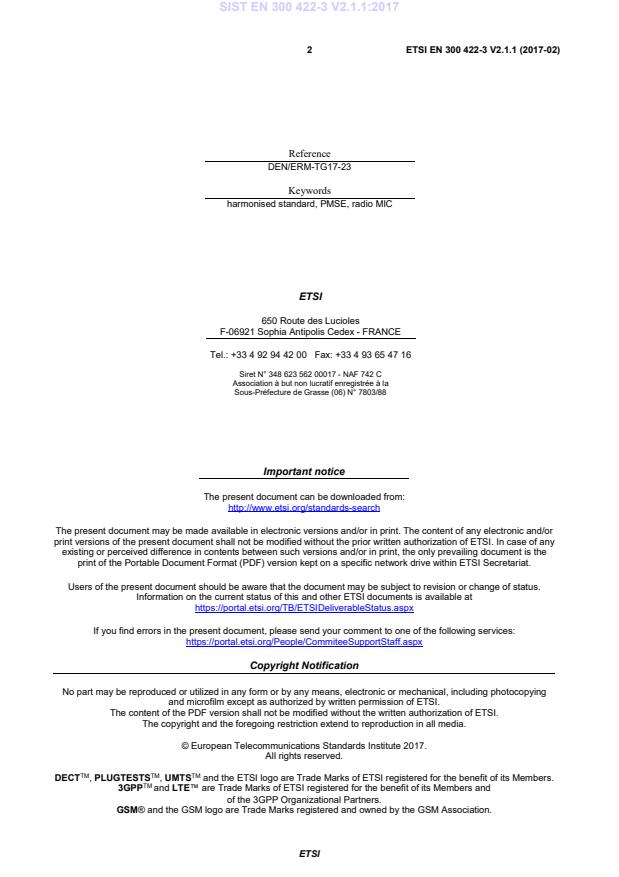 ETSI EN 300 422-3 V2.1.1 (2017-02) EN 300 422-3 V2.1.1:2017 - Page 4 preview