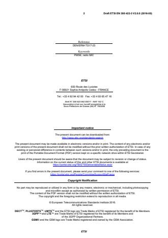ETSI EN 300 422-3 V2.1.1 (2017-02) ETSI EN 300 422-3 V2.0.0 (2016-05) - Wireless Microphones; Audio PMSE up to 3 GHz; Part 3: Class C Receivers; Harmonised Standard covering the essential requirements of article 3.2 of Directive 2014/53/EU - Page 2 preview