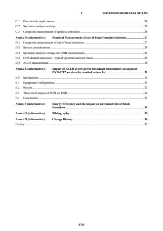 SIST EN 302 296 V2.1.1:2017 ETSI EN 302 296 V2.0.2 (2016-10) - Digital Terrestrial TV Transmitters; Harmonised Standard covering the essential requirements of article 3.2 of Directive 2014/53/EU - Page 4 preview