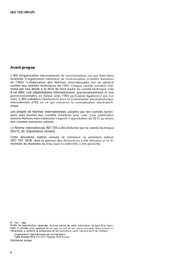 SIST ISO 723:1997 ISO 723:1991 - Matériel de forage des roches -- Emmanchements a collerette forgée et douilles porte-outils pour fleurets hexagonaux creux - Page 2 preview