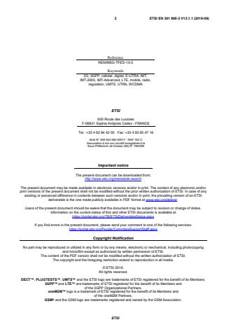 SIST EN 301 908-3 V13.1.1:2019 ETSI EN 301 908-3 V13.1.1 (2019-09) - IMT cellular networks; Harmonised Standard for access to radio spectrum; Part 3: CDMA Direct Spread (UTRA FDD) Base Stations (BS) - Page 2 preview