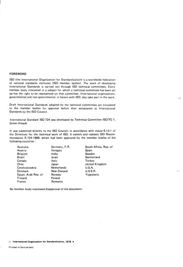 ISO 724:1978 ISO 724:1978 - ISO metric screw threads -- Basic dimensions - Page 2 preview