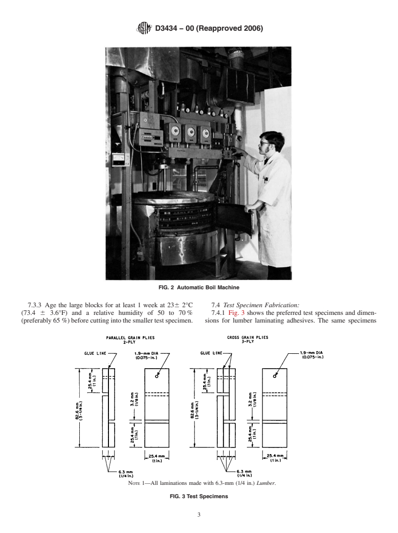 ASTM D3434-00(2006) - Standard Test Method for Multiple-Cycle Accelerated Aging Test (Automatic Boil Test) for Exterior Wet Use Wood Adhesives