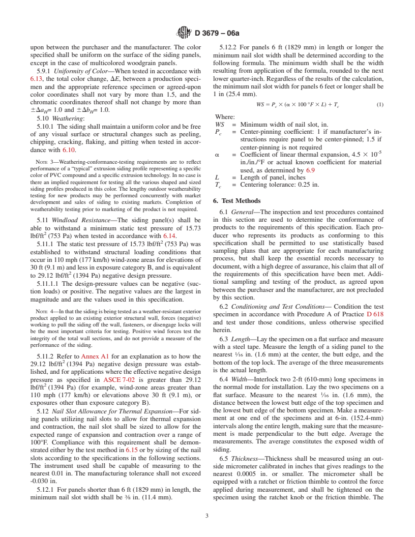 ASTM D3679-06a - Standard Specification for Rigid Poly(Vinyl Chloride) (PVC) Siding