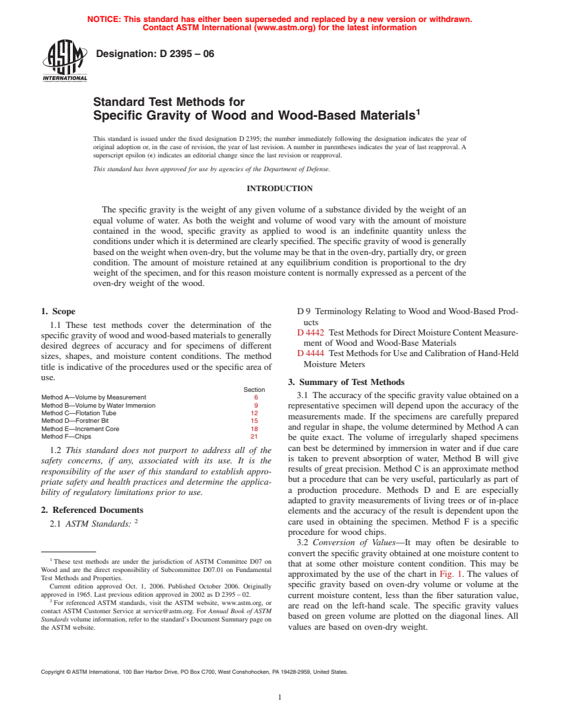 ASTM D2395-06 - Standard Test Methods for Specific Gravity of Wood and Wood-Based Materials