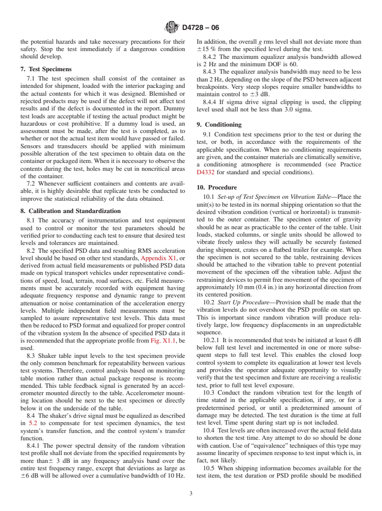 ASTM D4728-06 - Standard Test Method for Random Vibration Testing of Shipping Containers