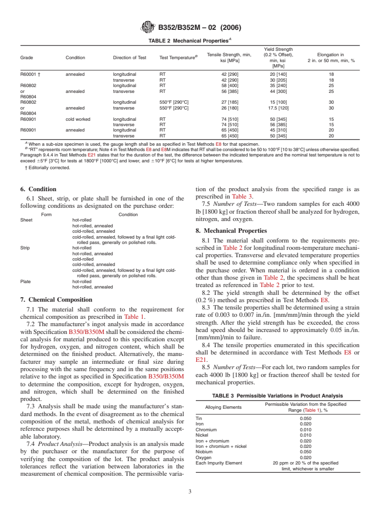 ASTM B352/B352M-02(2006) - Standard Specification for Zirconium and Zirconium Alloy Sheet, Strip, and Plate for Nuclear Application