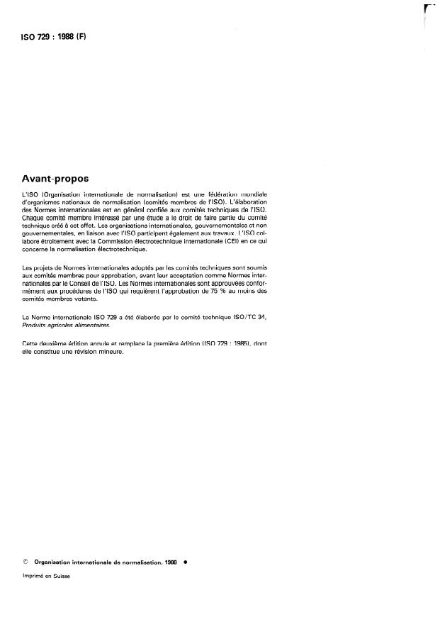 ISO 729:1988 ISO 729:1988 - Graines oléagineuses -- Détermination de l'acidité de l'huile - Page 2 preview