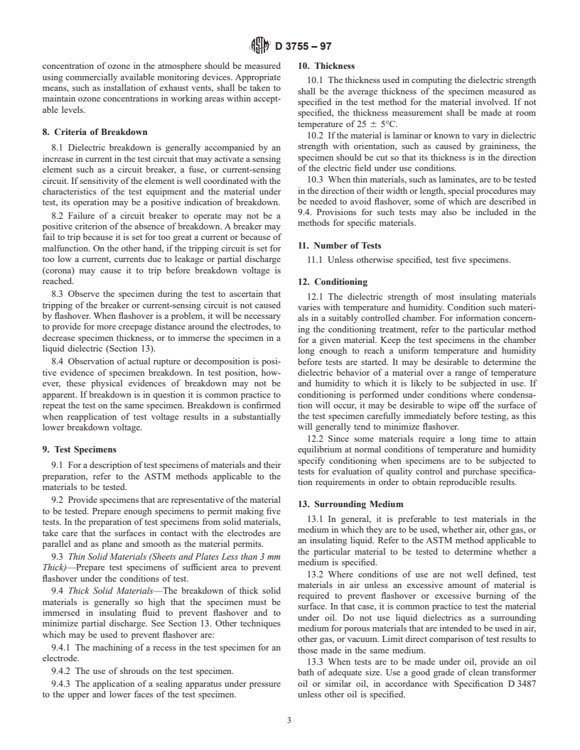 ASTM D3755-97 - Standard Test Method for Dielectric Breakdown Voltage and Dielectric Strength of Solid Electrical Insulating Materials Under Direct-Voltage Stress