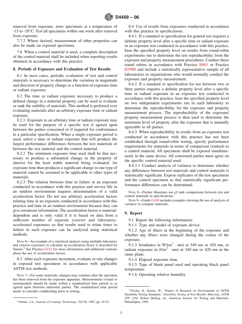 ASTM D4459-06 - Standard Practice for Xenon-Arc Exposure of Plastics Intended for Indoor Applications