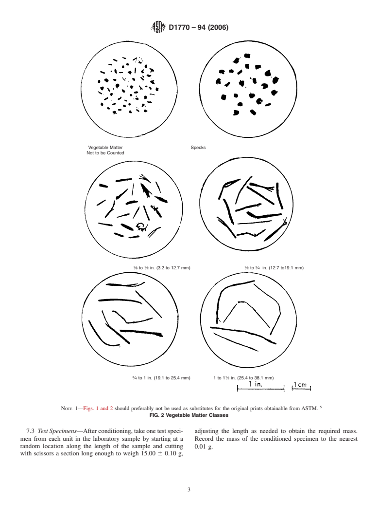 ASTM D1770-94(2006) - Standard Test Method for Neps, Vegetable Matter, and Colored Fiber in Wool Top